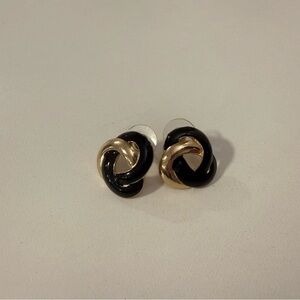 Elegant Black and Gold Knot Earrings